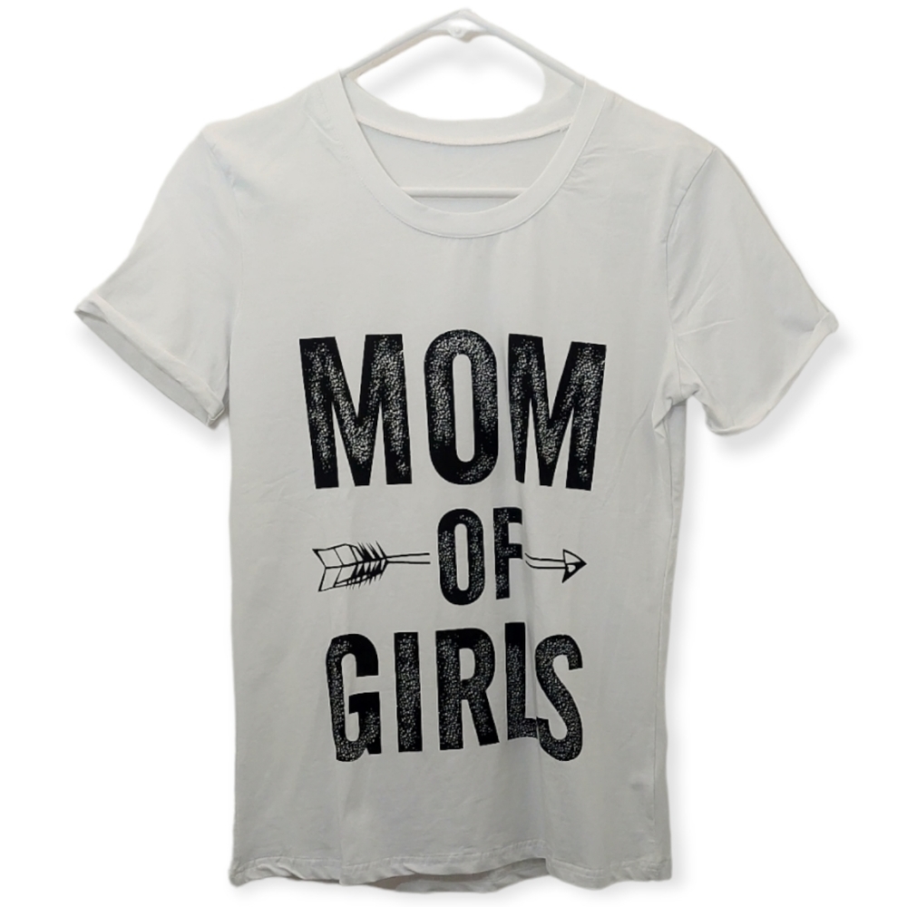Graphic Tee Size Small Shirt Top Mom of Girls White Black Arrow